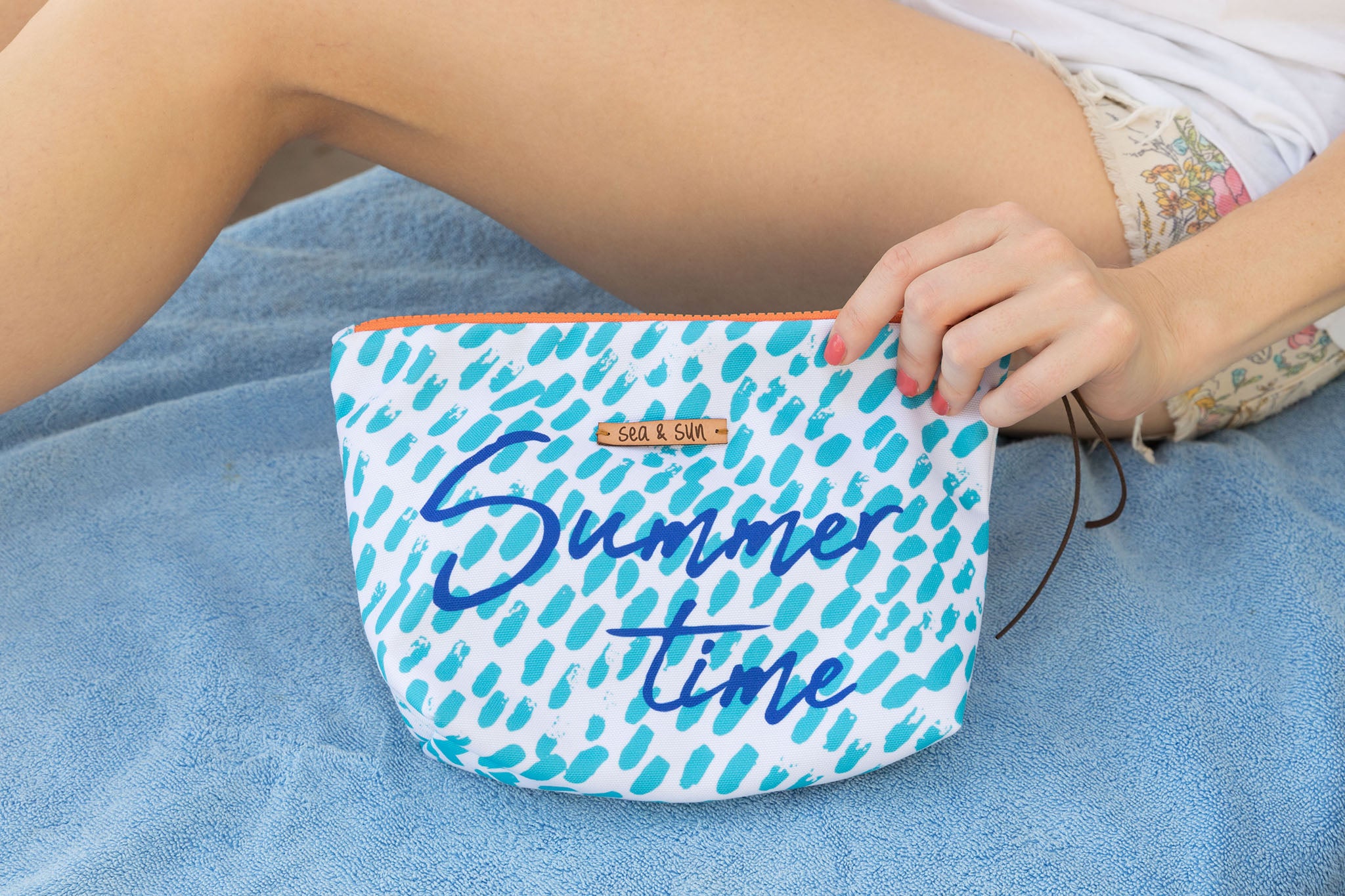 Summer Time Waterproof lined Bag for the Beach, Pool, Travel or Makeup - Kardia