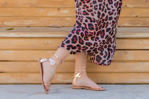 Delphi sandals in Rose Gold leather - Kardia