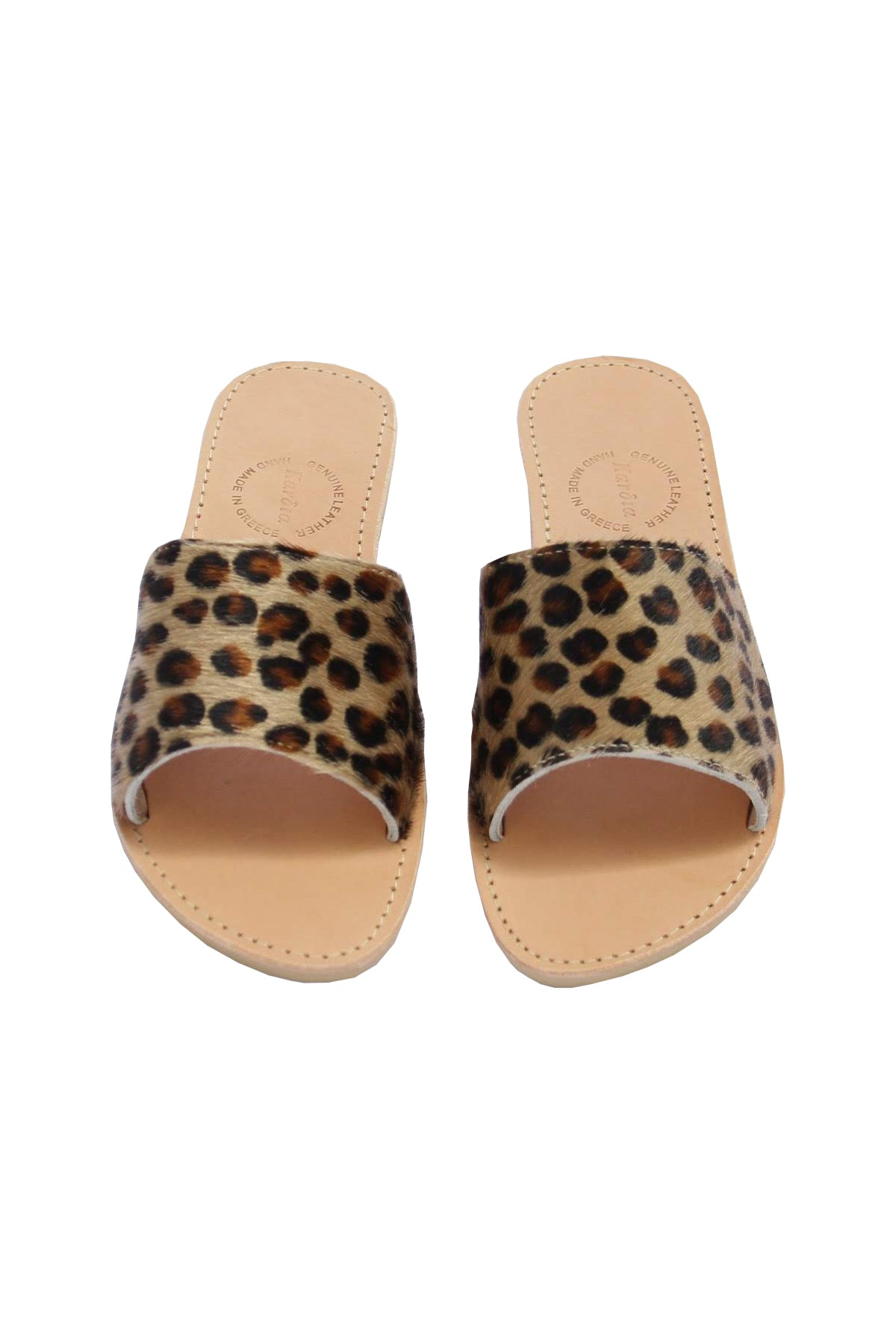 Clio Slides in textured Leopard Ponyskin leather - Kardia