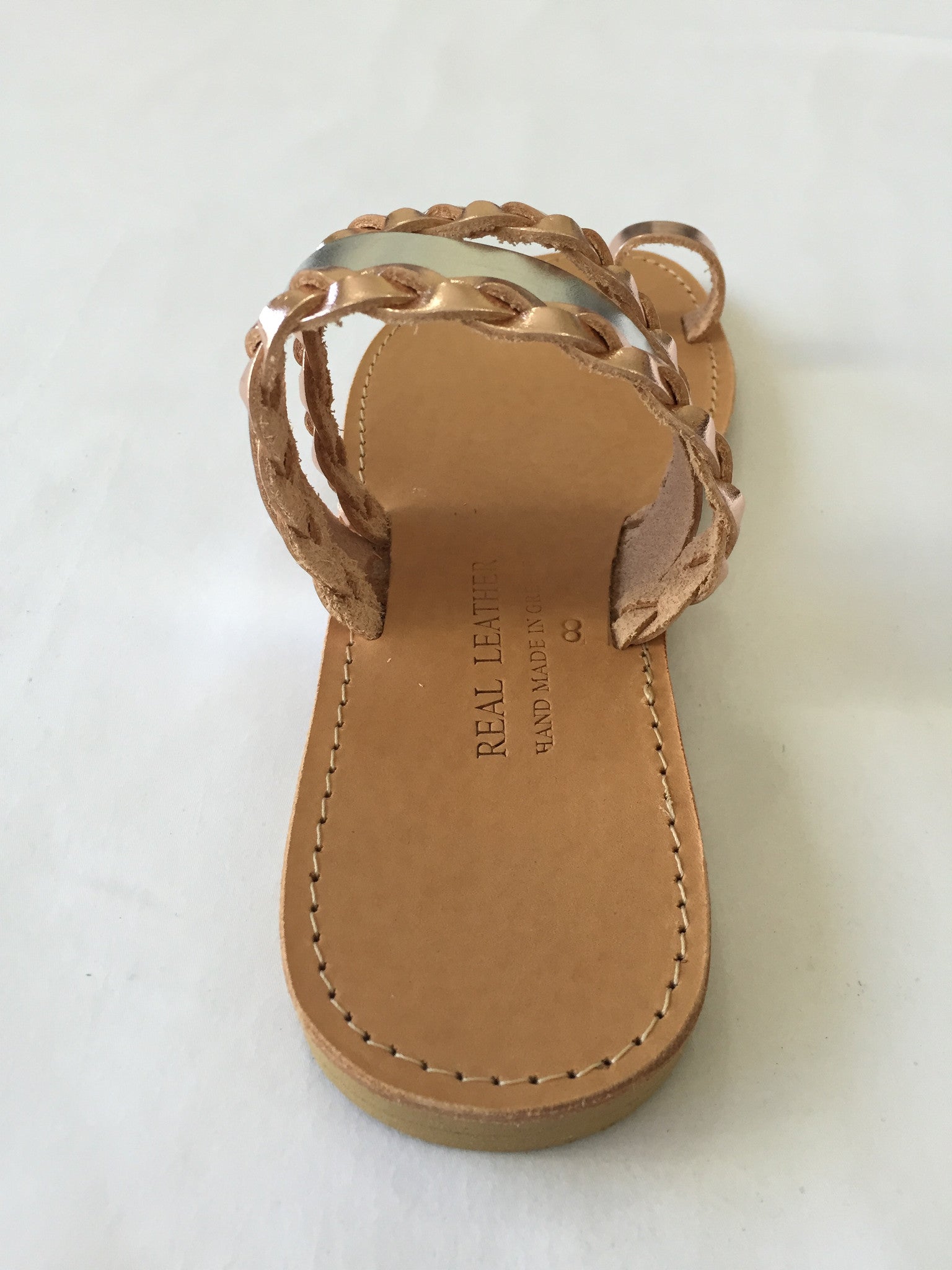 Selene Slip-on Sandals with Silver and Rose Gold Leather Straps - Kardia