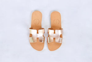 Maia Sandals in Rose Gold Leather - Kardia