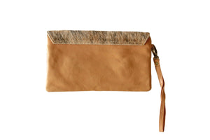 Piper Clutch bag in Tan and Caramel leather - Kardia