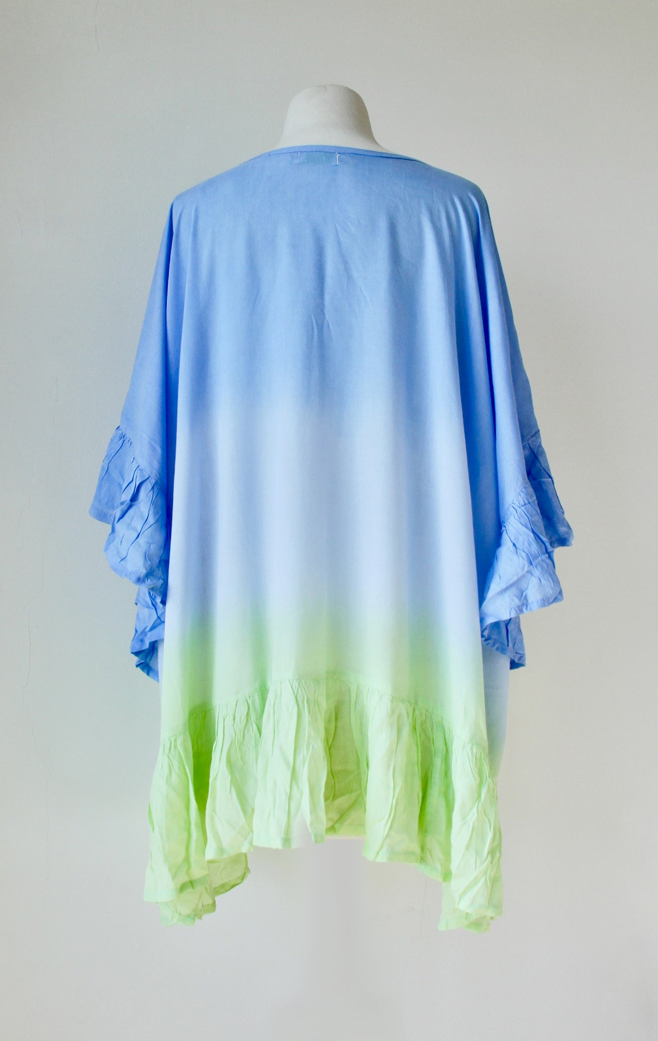 Pom Pom Cover Up in Graduated Blue and Lime - Kardia