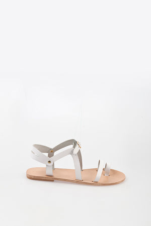 Santorini Soft White Leather Sandals - Kardia
