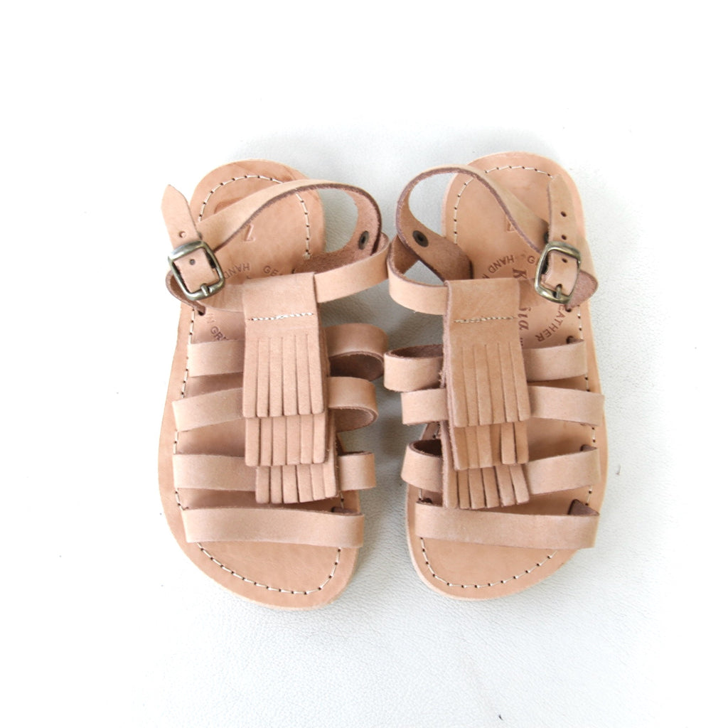 Kids Tan Tassel leather sandals - Size 27 - Kardia