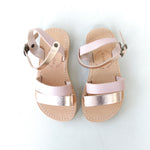 Kids Pink and Rose Gold double strap leather sandals - Size 27 - Kardia