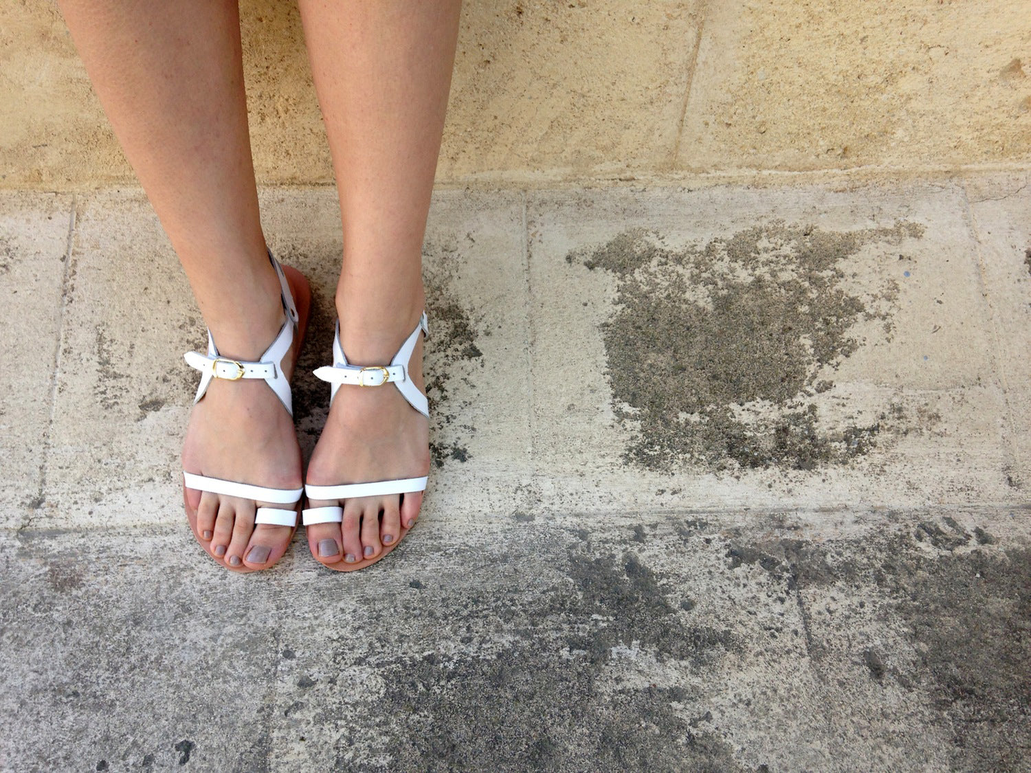 Santorini Soft White Leather Sandals - Kardia